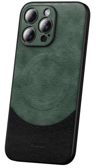 TechUp MagSafe Magnetic Leather Back Case for iPhone 15 Pro Max - Green - Good
